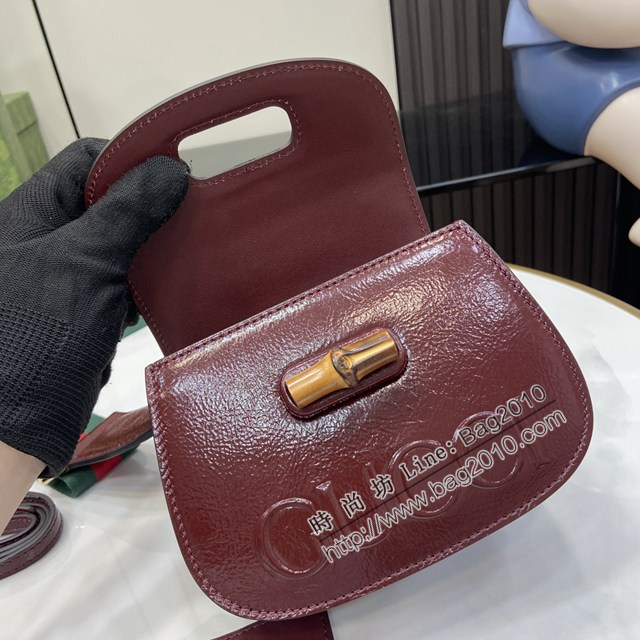 Gucci專櫃古馳最新款Bamboo 1947系列迷你竹節手提包肩背女包 jh2445型號：786482